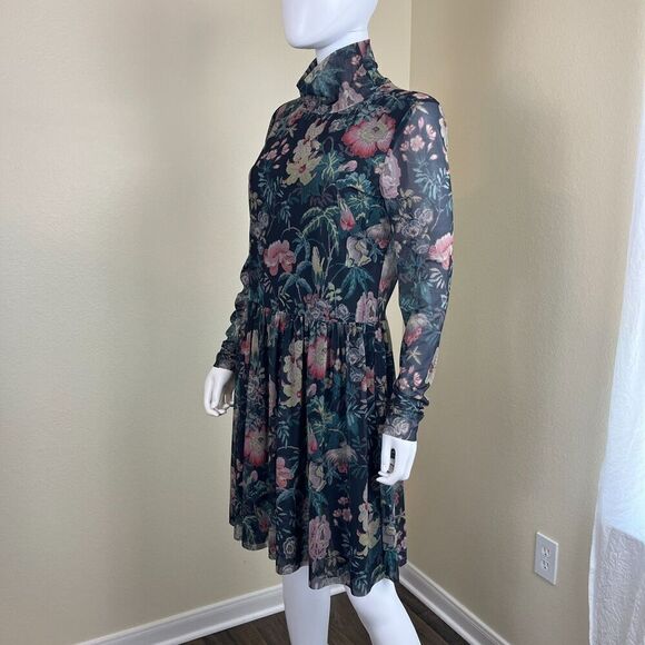 Rebecca Taylor La Vie Women's Size L Faded Garden Mesh Foral Mini Pullover Dress - Picture 9 of 15